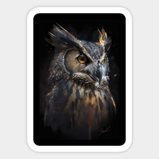 Owl Portrait Animal Nature Wildlife Dark Painting Wild Spirit Bird Sticker